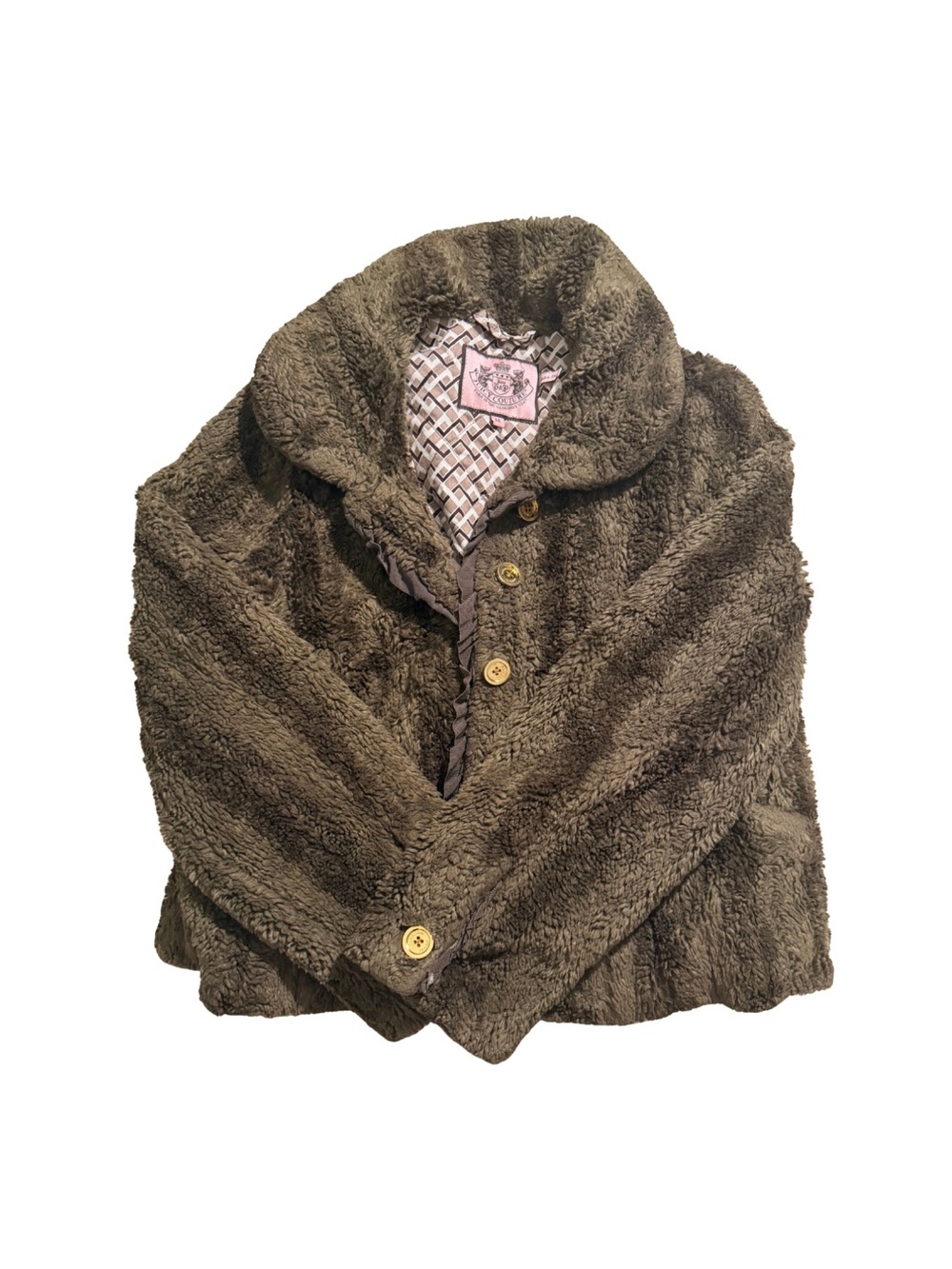 Y2K Juicy Couture Brown Faux Fur Jacket
